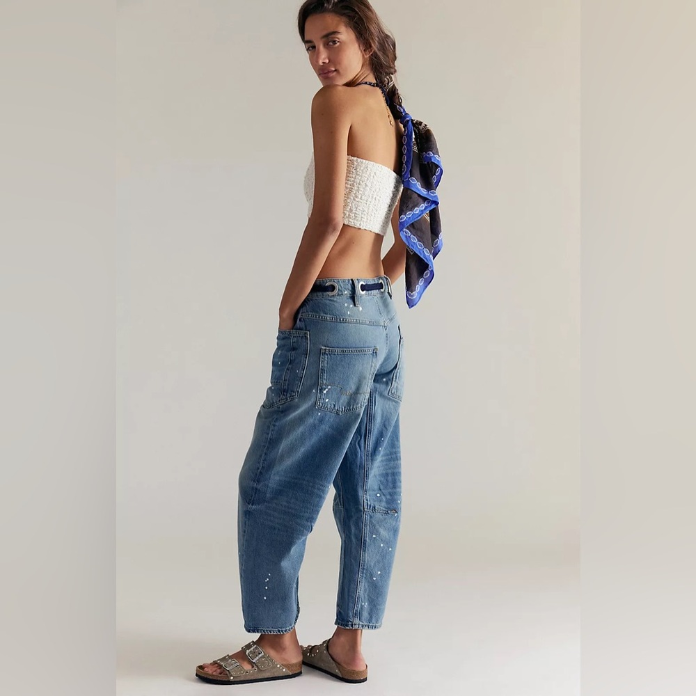 We The Free Blue Distressed Wide Leg Jeans - Picture 2 of 12